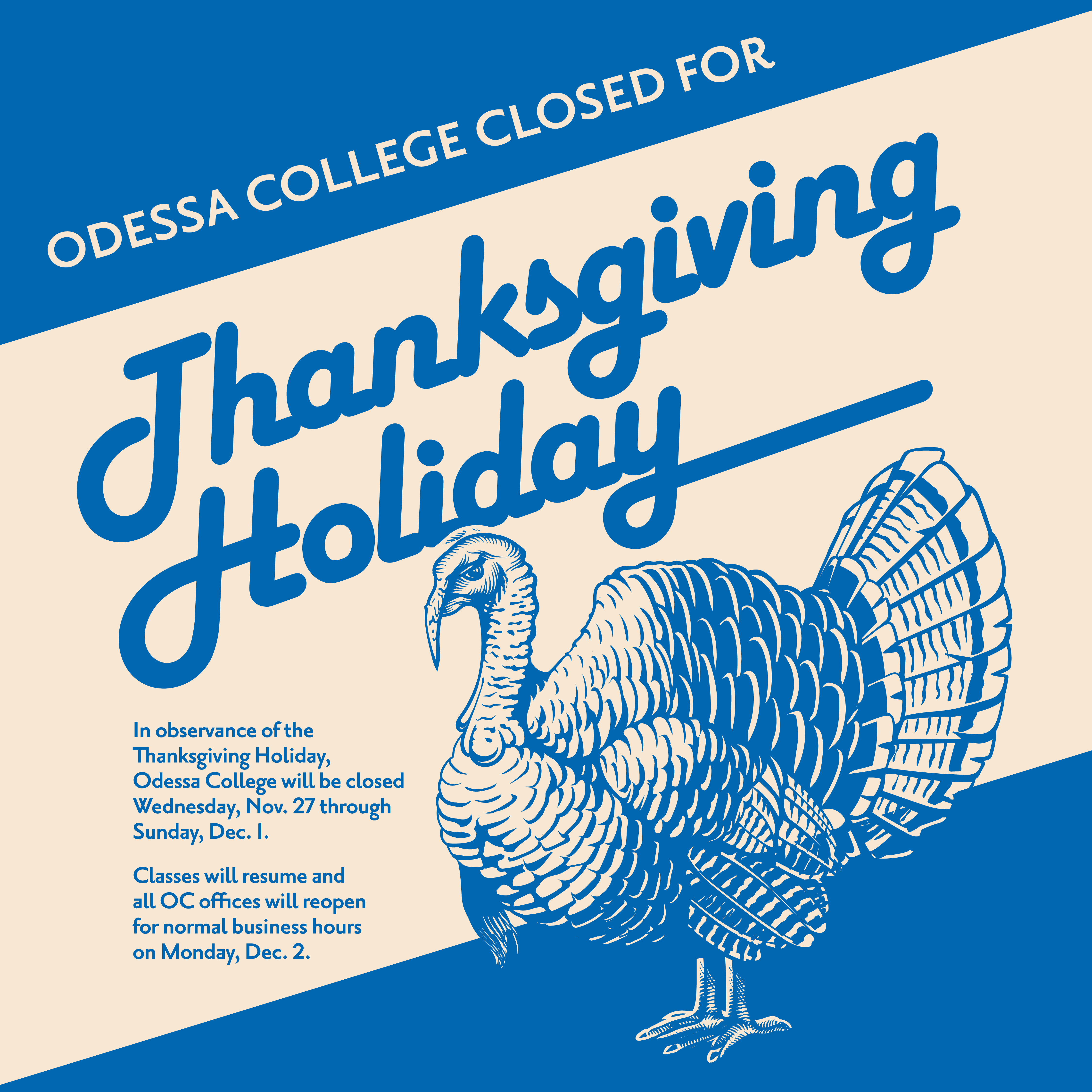 Odessa College Closed for Thanksgiving Holiday